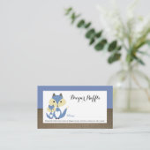 Carte D'accompagnement Billet de rabat de Baby shower Blue Fox Burlap (Debout devant)