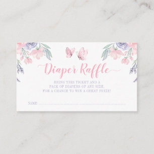 Carte D'accompagnement Billet de rabat Papillon Floral Rose violet