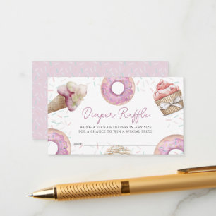 Carte D'accompagnement Billet de rabat pour bébé à café rose et beigne de