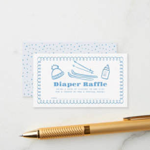 Carte D'accompagnement Billet de rabat pour bébé de ski à main bleue