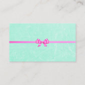 Carte D'accompagnement Billet de rabat Turquoise et rose avec chou (Dos)