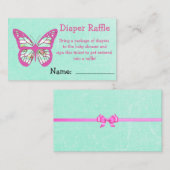 Carte D'accompagnement Billet de rabat Turquoise et rose avec chou (Devant / Derrière)