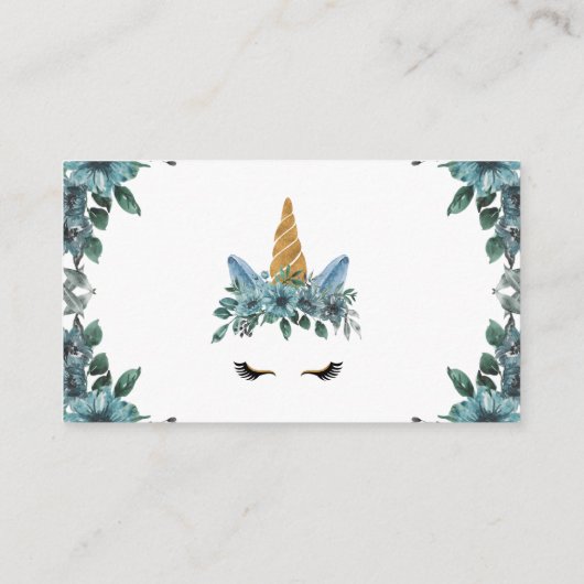 Carte D'accompagnement billet de tirage de tombola bleu monocoque floral (Dos)