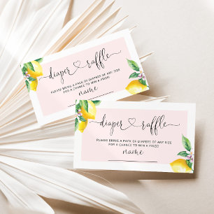 Carte D'accompagnement Billet de tombola au citron rose aquarelle