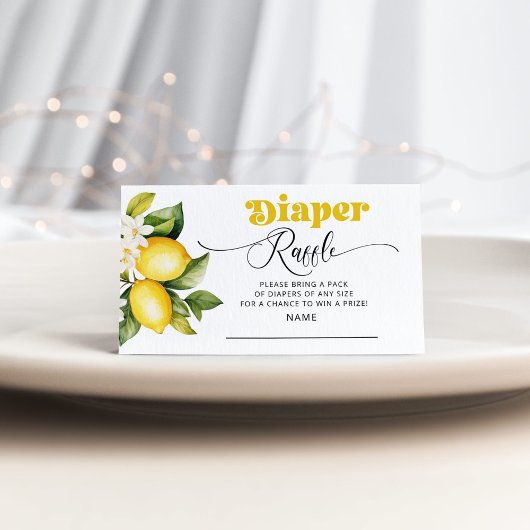 Carte D'accompagnement Billet de tombola baby shower citron