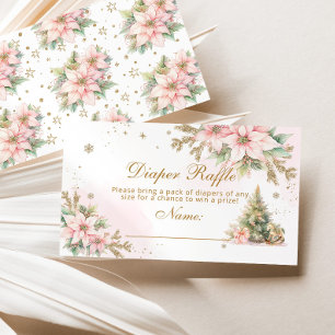 Carte D'accompagnement Billet de tombola couche arbre de Noël rose hivern