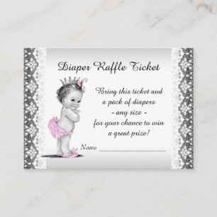 Carte D'accompagnement Billet de tombola couche pour bébé fille princesse