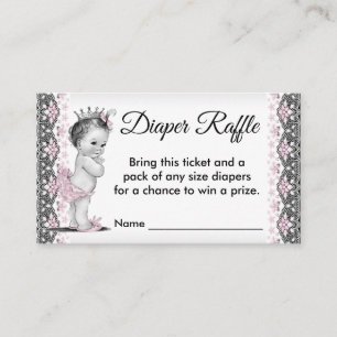 Carte D'accompagnement Billet de tombola couche Princesse Vintage