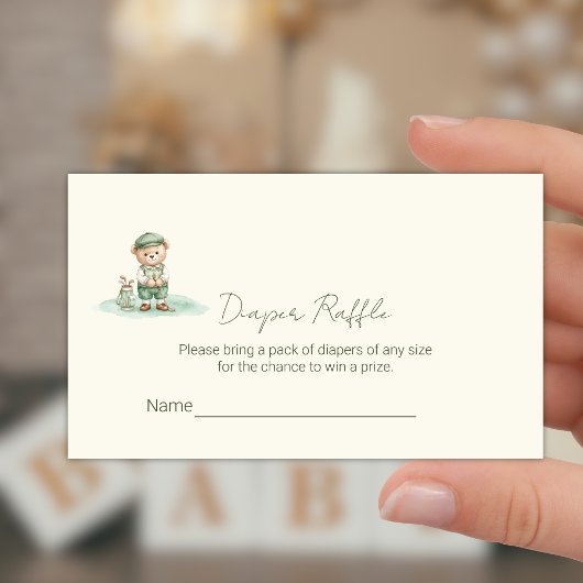 Carte D'accompagnement Billet de tombola de couche de golf Ourson Mignon