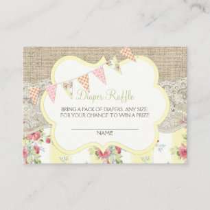 Carte D'accompagnement Billet de tombola de couche Shabby Rustic Country