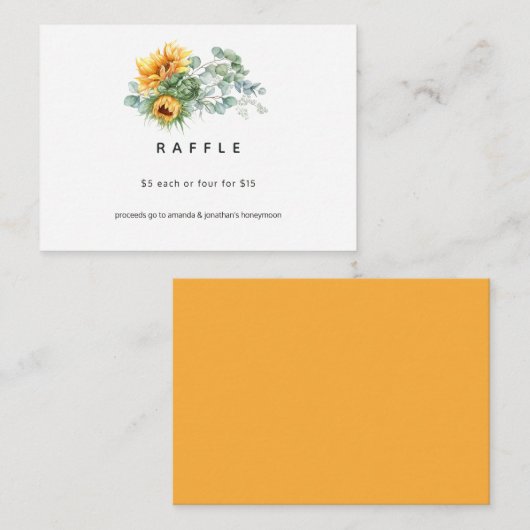 Carte D'accompagnement Billet de tombola de mariage Bohème Soleil Eucalyp (Devant / Derrière)