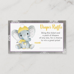Carte D'accompagnement Billet de tombola Eléphant jaune hiver