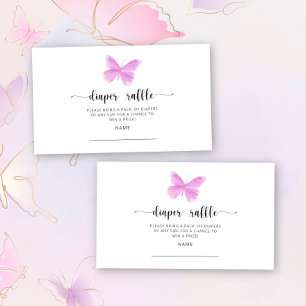 Carte D'accompagnement Billet de tombola rose papillon