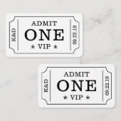 Carte D'accompagnement Billet d'Entrée à la Soirée Moderne - Noir & Blanc (Devant / Derrière)