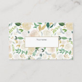 Carte D'accompagnement Billet Diaper floral blanc et or (Dos)