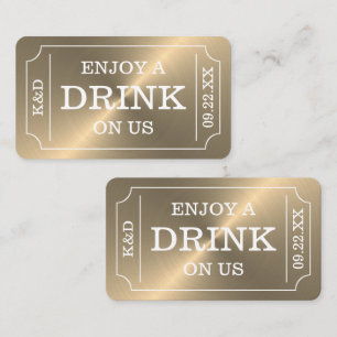 Carte D'accompagnement Billet d'Or Style "Profitez d'une boisson offerte"
