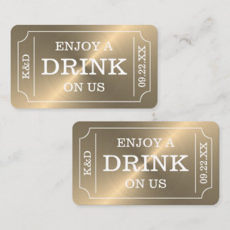 Carte D'accompagnement Billet d'Or Style "Profitez d'une boisson offerte"