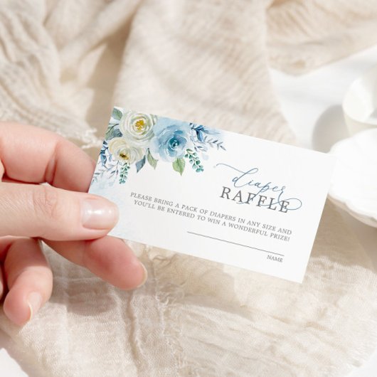 Carte D'accompagnement Billet Dusty Blue Rose Fleurs de couches Raffle