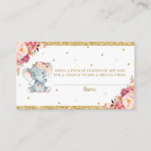 Carte D'accompagnement Billet E Baby shower Floral Elephant (Dos)