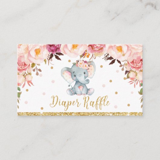 Carte D'accompagnement Billet E Baby shower Floral Elephant (Devant)