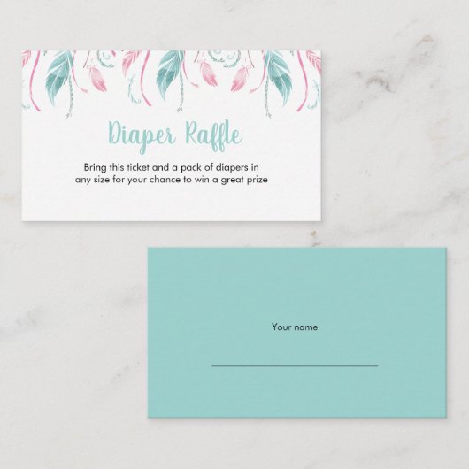 Carte D'accompagnement Billet élégant Diaper Raffle | Fleurs violettes (Devant / Derrière)