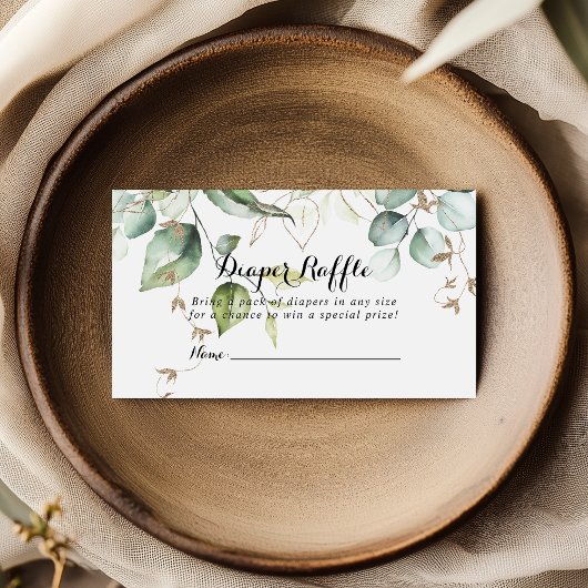 Carte D'accompagnement Billet élégant Doré Vert Diaper Raffle Billet