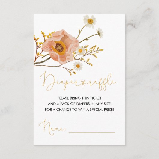 Carte D'accompagnement Billet fleur sauvage à rabat, Douche Bohème (Devant)