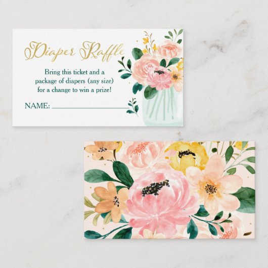 Carte D'accompagnement Billet fleur sauvage Floral Diaper (Devant / Derrière)