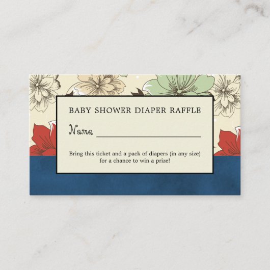 Carte D'accompagnement Billet Floral Boho-Chic, Raffle de couche (Devant)