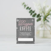 Carte D'accompagnement Billet hiver Snowflake rose Bébé Déchets Raffle (Debout devant)