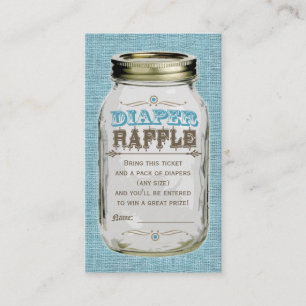 Carte D'accompagnement Billet Mason Jar Baby Boy Blue Diaper