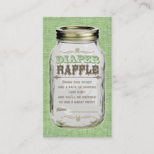 Carte D'accompagnement Billet Mason Jar Baby Boy Green Diaper Raffle