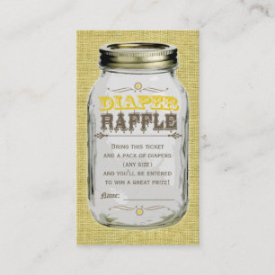 Carte D'accompagnement Billet Mason Jar Baby Yellow Diaper Raffle