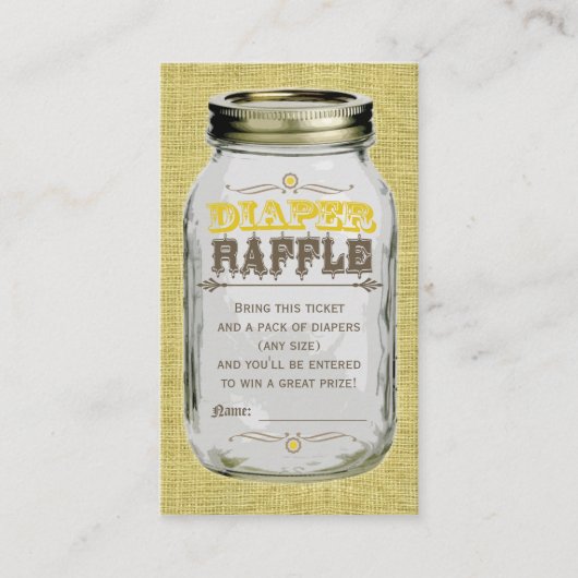 Carte D'accompagnement Billet Mason Jar Baby Yellow Diaper Raffle (Devant)
