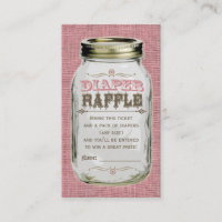 Billet Mason Jar Bébé Fille Pink Diaper Raffle