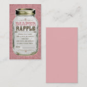 Carte D'accompagnement Billet Mason Jar Bébé Fille Pink Diaper Raffle (Devant / Derrière)