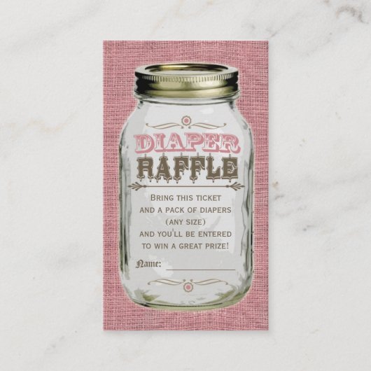 Carte D'accompagnement Billet Mason Jar Bébé Fille Pink Diaper Raffle (Devant)