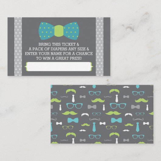 Carte D'accompagnement Billet Petit Déposeur, Turquoise, Lime, Gris (Devant / Derrière)