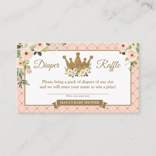 Carte D'accompagnement Billet Petit Princesse Blush Floral Diaper (Devant)