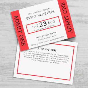 Carte D'accompagnement Billet pour événement d'entreprise Concert Admitta