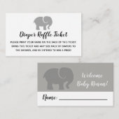 Carte D'accompagnement Billet rabat à couches pour éléphants gris et blan (Devant / Derrière)