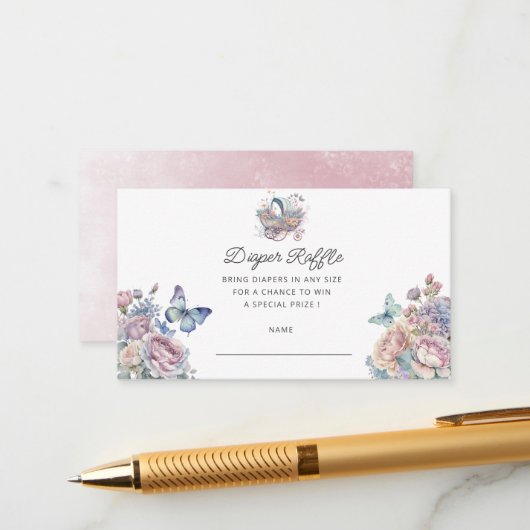 Carte D'accompagnement Billet rabat à roulettes pour bébé fée (Devant/Arrière en situation)