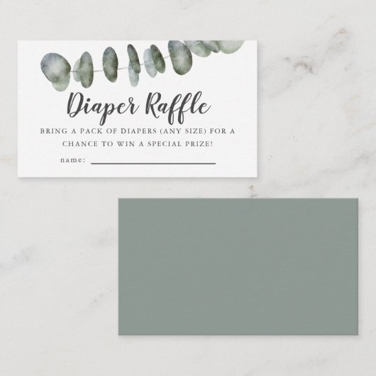 Carte D'accompagnement Billet rabat Baby shower Eucalyptus (Devant / Derrière)