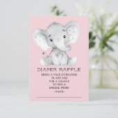 Carte D'accompagnement Billet rabat Baby shower fille éléphant (Debout devant)