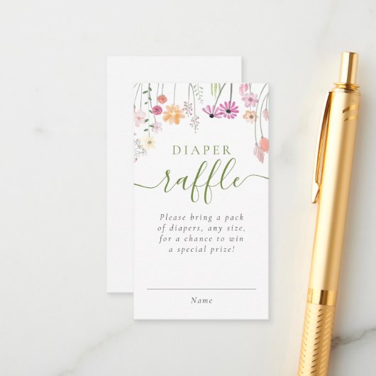 Carte D'accompagnement Billet rabat Baby shower fleur sauvage (Devant/Arrière en situation)