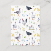 Carte D'accompagnement Billet rabat baby shower | Poulets floraux (Dos)