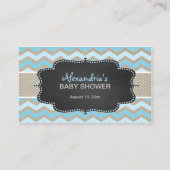Carte D'accompagnement Billet roulette Baby shower bleu rustique (Dos)
