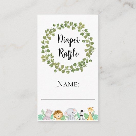 Carte D'accompagnement Billet Safari Diaper Raffle Name (Devant)