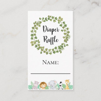 Carte D'accompagnement Billet Safari Diaper Raffle Name