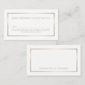 Carte D'accompagnement Billet simple blanc et or, raffle de couches (Devant / Derrière)